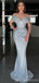 Sexy Silver Mermaid Off Shoulder Maxi Long Prom Dresses,Evening Dresses,13158