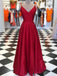 Simple Red Spaghetti Straps Long Evening Prom Dresses, Cheap Party Custom Prom Dresses, 18632