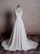 Lace Back Bow V Neck Cheap Beach Wedding Dresses Online, WD383