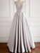 Sexy V Neck Grey Long Evening Prom Dresses, Cheap Custom Party Prom Dresses, 18607