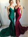 Spaghetti Straps Burgundy Mermaid Long Evening Prom Dresses, Cheap Sweet 16 Dresses, 18320