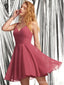 V Neck Dusty Pink Tulle Beaded Short Homecoming Dresses Online, Robes de bal courtes pas chères, CM845