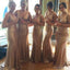 Mermaid V Neck Sleeveless Long Sequin Bridesmaid Dresses Online, WG894