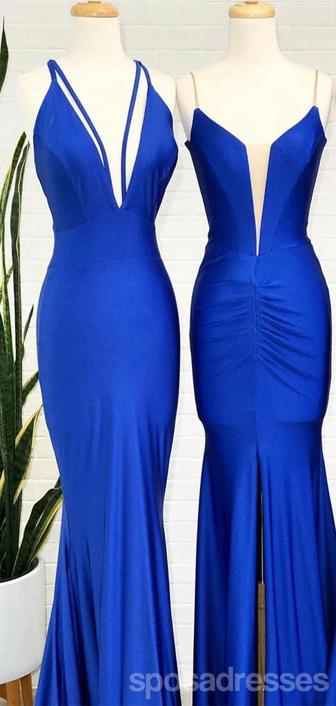 Mismatched Royal Blue Mermaid Spaghetti Straps Long Bridesmaid Dresses Gown Online,WG1116