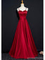 Simple Red A-line Spaghetti Straps V-neck Cheap Long Prom Dresses Online,12645