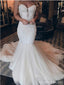 Sweetheart Mermaid sleeveless Handmade Lace Wedding Dresses,WD784