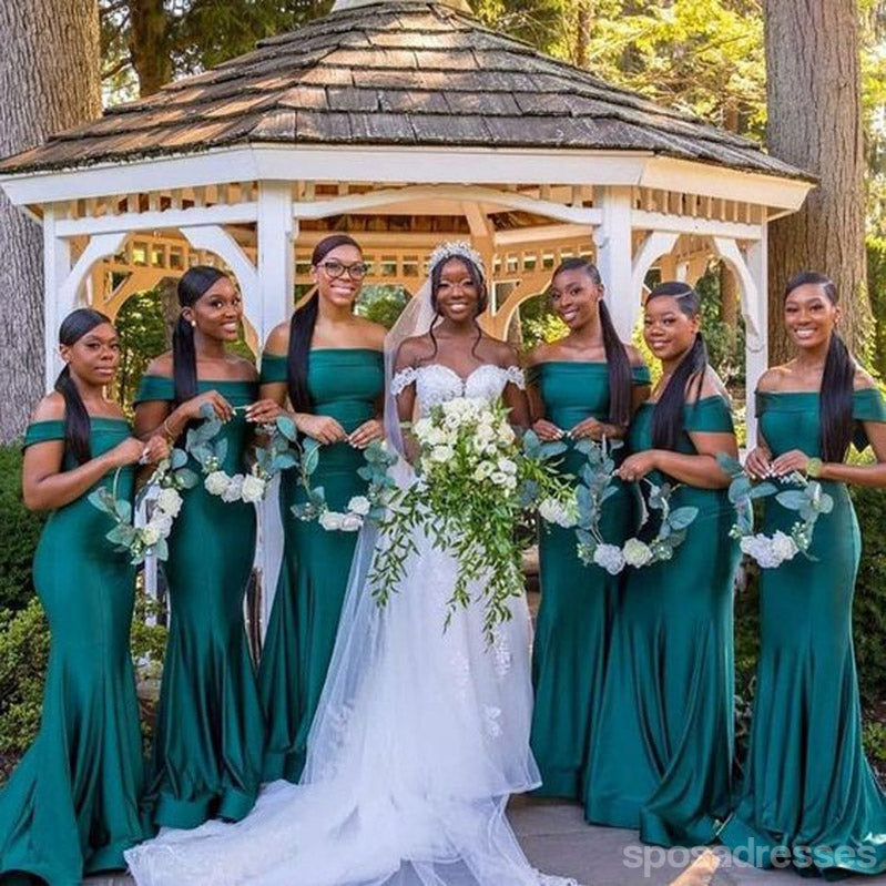 Sexy Teal Mermaid Off Shoulder Cheap Long Bridesmaid Dresses,WG1368