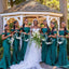 Sexy Teal Mermaid Off Shoulder Cheap Long Bridesmaid Dresses,WG1368