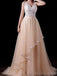 Sweetheart Neck Gold Sequin A-line Vestidos largos baratos del baile de fin de curso de la tarde, vestidos del baile de fin de curso del partido de tarde, 12350