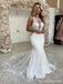 Unique Sleeveless Long Mermaid Backless Handmade Lace Wedding Dresses,WD737