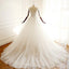 Long Sleeve V Neck Lace Long Cheap Custom Wedding Dresses, WD295