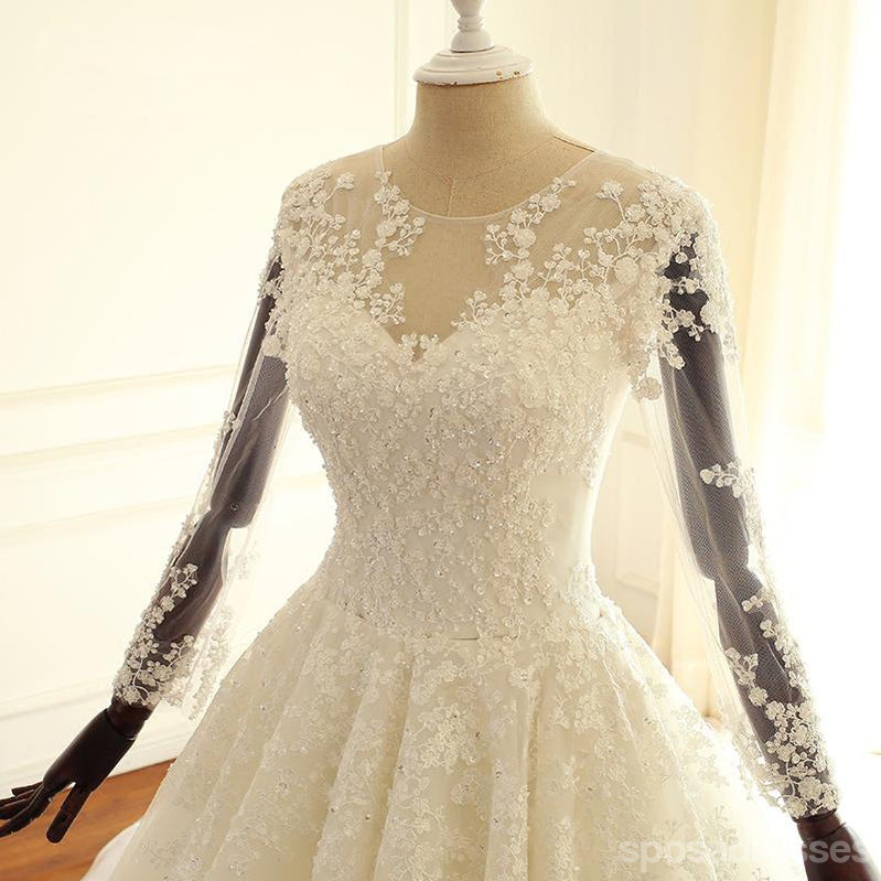 Long Sleeve Lace Long Custom Cheap Custom Dresses, WD305