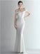 Simple White Mermaid Off Shoulder Long Prom Dresses Online,13024