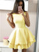 Simple Scoop Jaune Simple Pas Cher Robes De Bal Courtes En Ligne, Robes De Bal Courtes Pas Cher, CM823