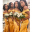 Off Shoulder Yellow Side Slit Mermaid Long Cheap Bridesmaid Dresses Online, WG667