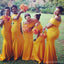 Yellow Mermaid Off Shoulder Cheap Long Bridesmaid Dresses,WG1343