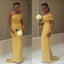 Yellow Mermaid One Shoulder Cheap Long Bridesmaid Dresses,WG1574