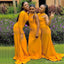 Yellow Mermaid Halter Long Sleeves Cheap Bridesmaid Dresses,WG1476