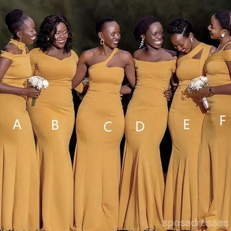 Mismatched Yellow Mermaid Sweetheart Cheap Long Bridesmaid Dresses,WG1325