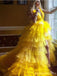 Yellow A-line V-neck Cheap Long Prom Dresses Online,Dance Dresses,12581