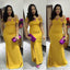 Yellow Mermaid Off Shoulder Cheap Long Bridesmaid Dresses,WG1470