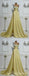 Yellow A-line One Shoulder High Slit Cheap Long Prom Dresses Online,12686